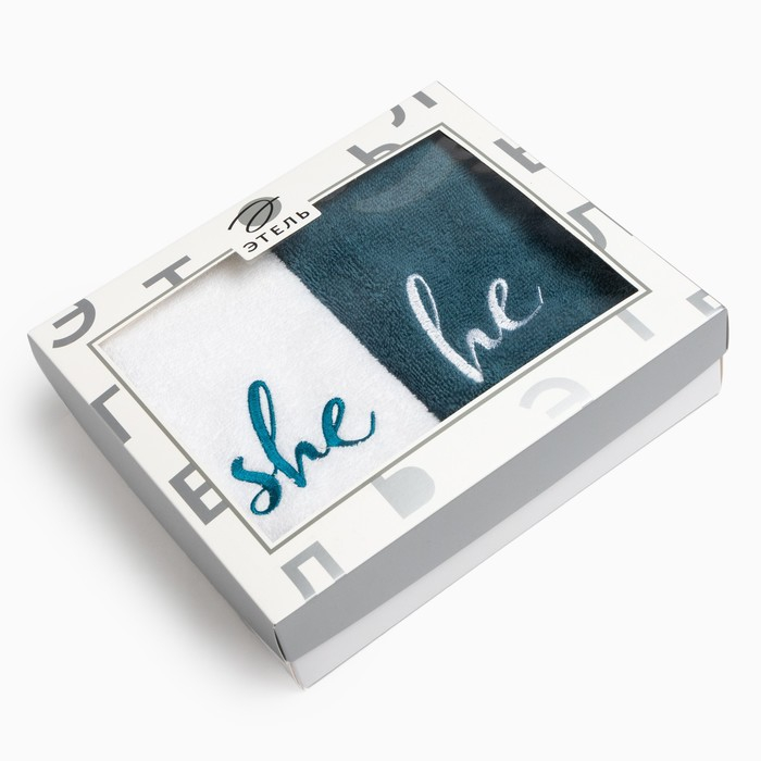 Набор полотенец Набор полотенец "She & He" 35х50 см-2 шт, 100% хлопок, 350 г/м2