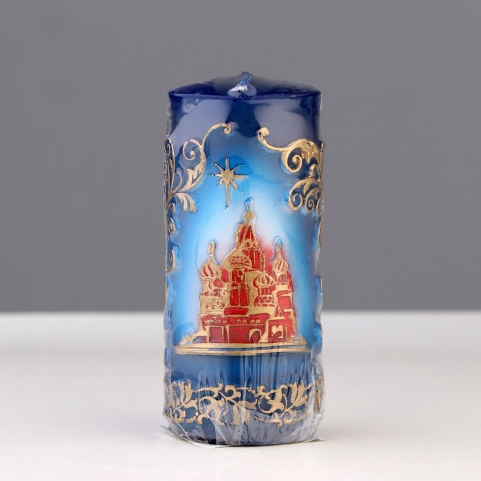 Свеча - цилиндр Свеча - цилиндр "С Храмом, резной", 4,3х4,3х9,5 см