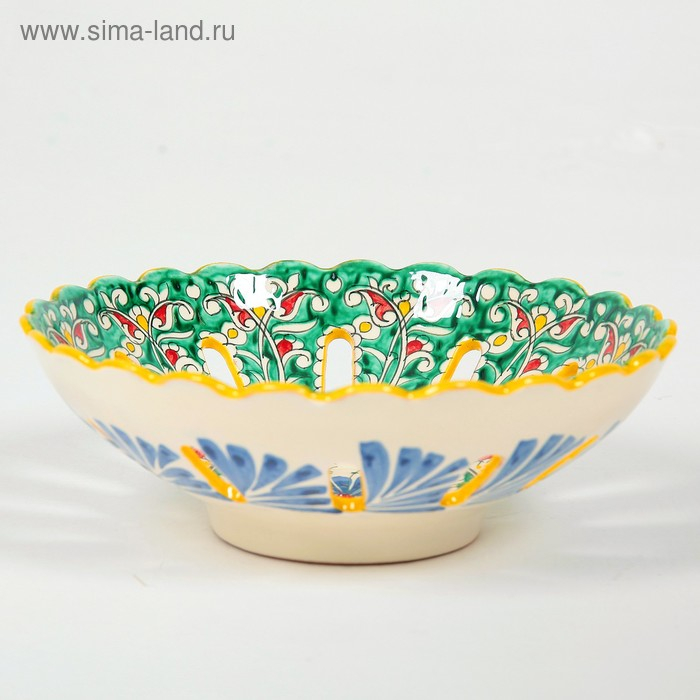 Фруктовница Риштанская Керамика "Цветы", 25 см, микс