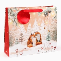 Новый год. Пакет подарочный "Лисята", люкс, 36 х 32 х 12 см. Новый год. Пакет подарочный "Лисята", люкс, 36 х 32 х 12 см.
