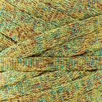 Трикотажная пряжа "Риббон" с люрексом 85м/170&plusmn;5 гр (Желтый, люрекс: Радуга)