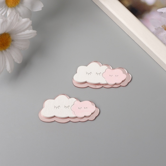 Декор для творчества дерево, пластик Декор для творчества дерево, пластик "Спящее облачко" зеркальный набор 2 шт 5,3х2,6 см МИКС