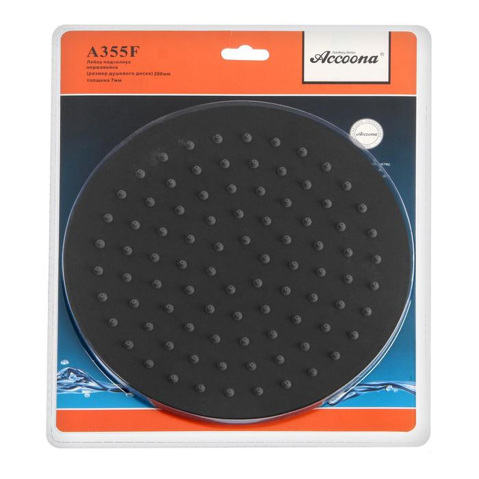 Душевая лейка Accoona А355F, тропическая, d=20 см, круг, нерж. сталь, черная Душевая лейка Accoona А355F, тропическая, d=20 см, круг, нерж. сталь, черная