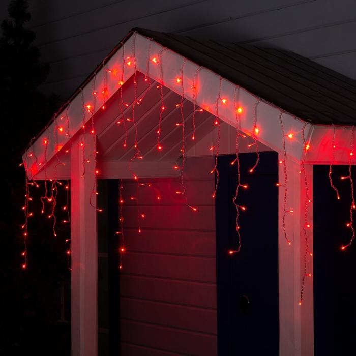 Гирлянда &laquo;Бахрома&raquo; 4 &times; 0.6 м, IP44, прозрачная нить, 180 LED, свечение красное, 8 режимов, 220 В