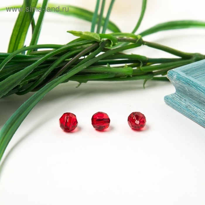 Бусины акрил Бусины акрил "Круглые" 8 мм, 25 гр. тёмно- красный