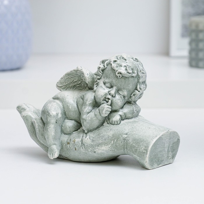 Фигура Фигура "Ангелочек на ладони спит" состаренный, 16х10х8см