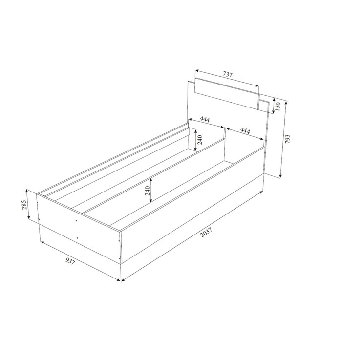 Кровать ЭКО Белый гладкий 900х2000