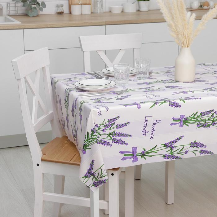 Клеёнка на стол Доляна &laquo;Лаванда&raquo;, на тканевой основе, рулон 20 метров, ширина 137 см, общая толщина 0,22 мм