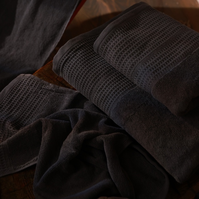 Полотенце махровое SL HOME: Waffle "Гри Сандре" 50х90 см, 100% хлопок, 490 г/м2