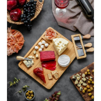 Набор для подачи сыра Доляна &laquo;Маасдам&raquo;, 4 ножа, соусник, бамбук