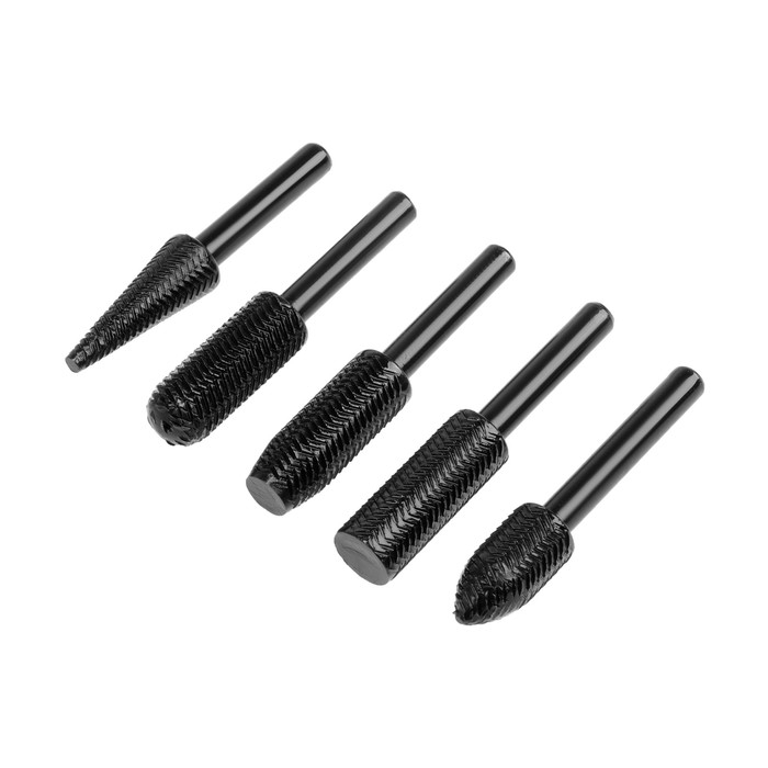 Набор шарошек по дереву и пластику ТУНДРА, диаметр хвостовика 6 мм, 5 шт. Набор шарошек по дереву и пластику ТУНДРА, диаметр хвостовика 6 мм, 5 шт.