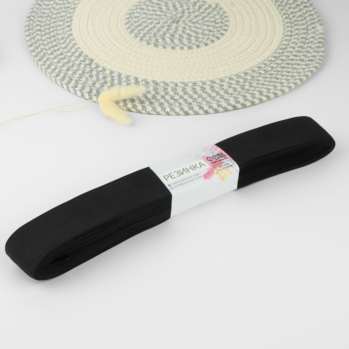 Резинка вязаная, 40 мм, 10 ± 0,5 м, цвет чёрный Резинка вязаная, 40 мм, 10 ± 0,5 м, цвет чёрный