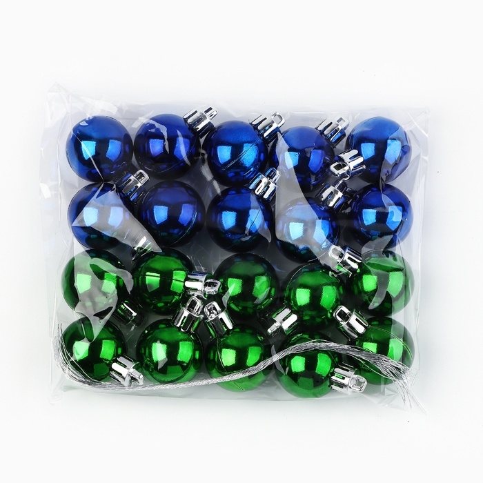 Новогодние шары ёлочные, на Новый год, d=3 см, 20 шт., цвет синий и зеленый