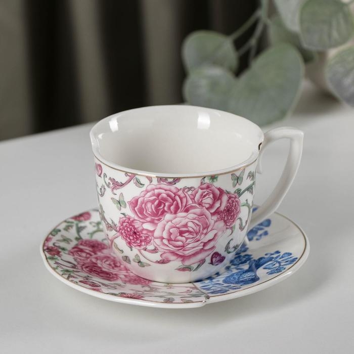 Чайная пара фарфоровая &laquo;Дабл&raquo;, чашка 240 мл, блюдце d=13,5 см