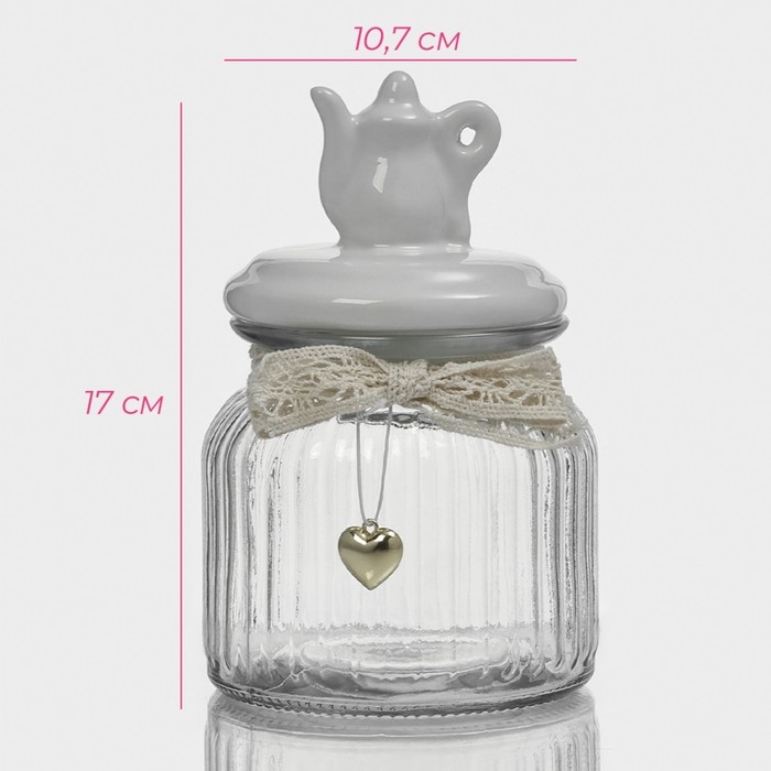 Банка стеклянная для хранения сыпучих продуктов &laquo;Чайные беседы&raquo;, 700 мл, 10,7&times;17 см, с керамической крышкой