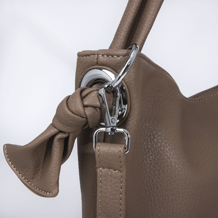 Сумка-тоут на молнии, 2 наружных кармана, цвет коричневый Сумка-тоут на молнии, 2 наружных кармана, цвет коричневый