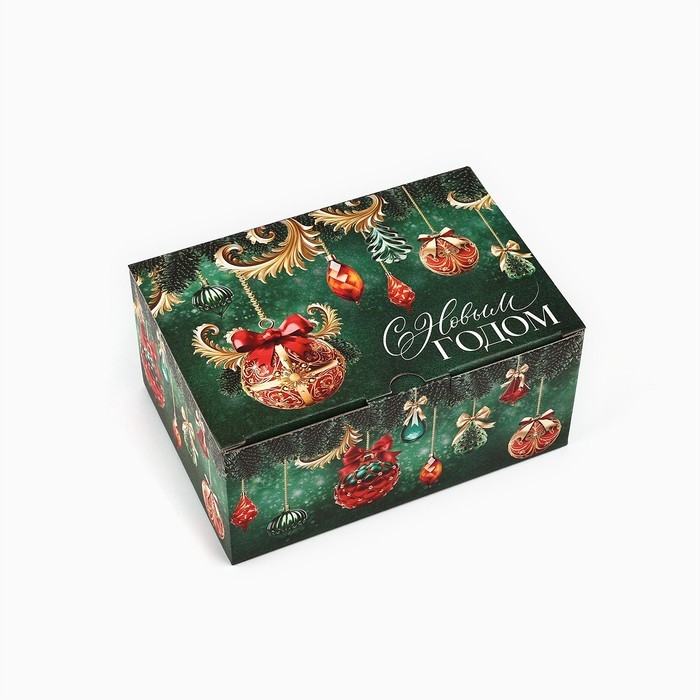Новый год. Коробка подарочная новогодняя складная &laquo;Новогодние шары&raquo;, 22 х 15 х 10 см, Новый год