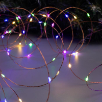 Гирлянда &laquo;Нить&raquo; 20 м роса, IP20, медная нить, 200 LED, свечение мульти, 12 В