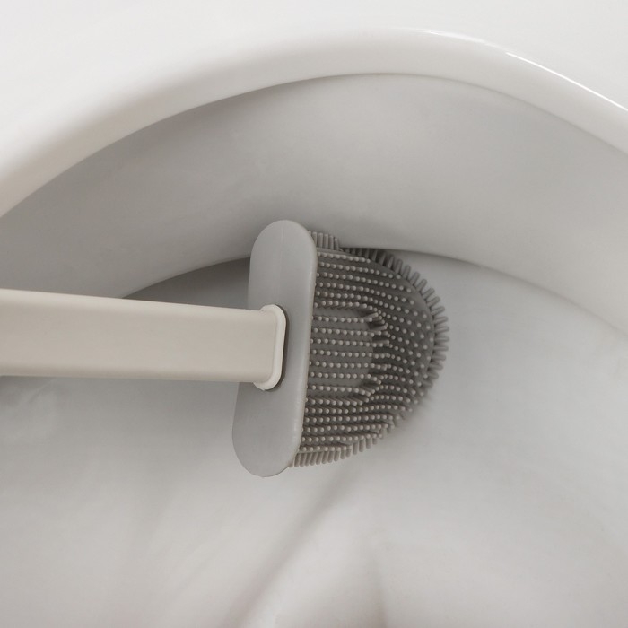 Ёршик для унитаза силиконовый Доляна «Лилу», 4,3×9,5×36 см, цвет белый Ёршик для унитаза силиконовый Доляна «Лилу», 4,3×9,5×36 см, цвет белый