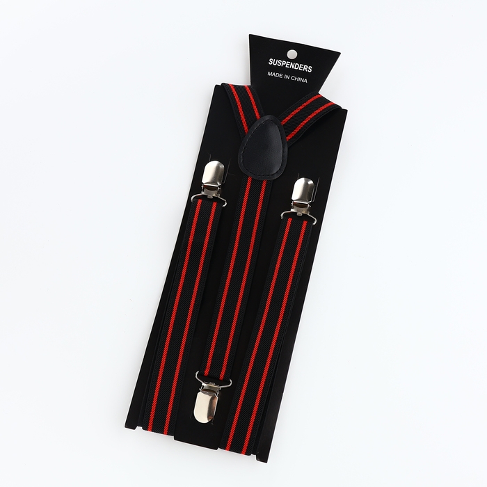 Подтяжки взрослые, ширина 2,5 см, цвет чёрный/красный Подтяжки взрослые, ширина 2,5 см, цвет чёрный/красный