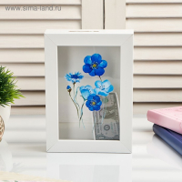 Копилка интерьерная пластик "Синие цветочки" 17х12х3,8 см