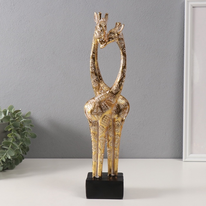 Сувенир полистоун Сувенир полистоун "Жирафы - нежность" геометрические узоры золото 10х7х39,5 см