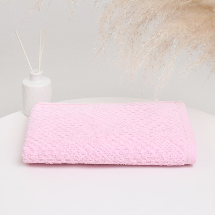 Полотенце махровое &laquo;Узор&raquo;, цвет пудровый, 70х130 см, хлопок, 450г/м