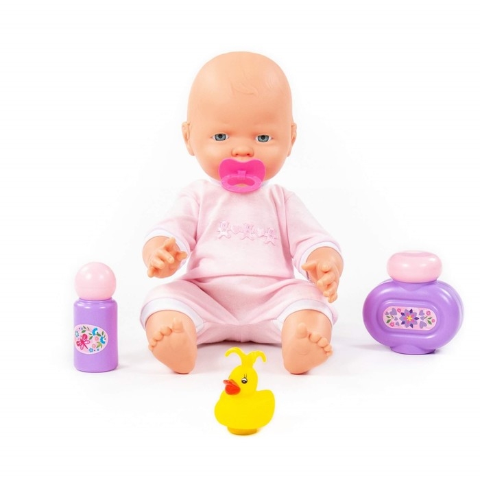Пупс &laquo;Весёлый&raquo;, 35 см, с соской + набор для купания, 3 элемента