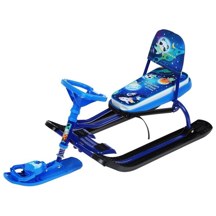 Снегокат &laquo;Тимка спорт 4-1&raquo;, ТС4-1М/К, со спинкой и ремнём безопасности, цвет чёрный/синий