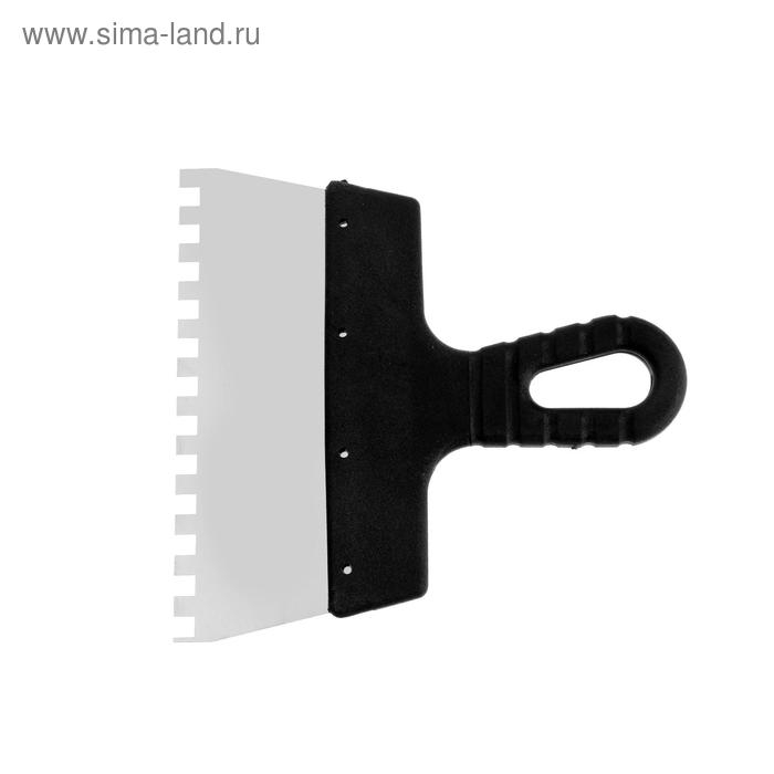 Шпатель зубчатый ЛОМ, 200 мм, зуб 8 мм, нержавеющая сталь