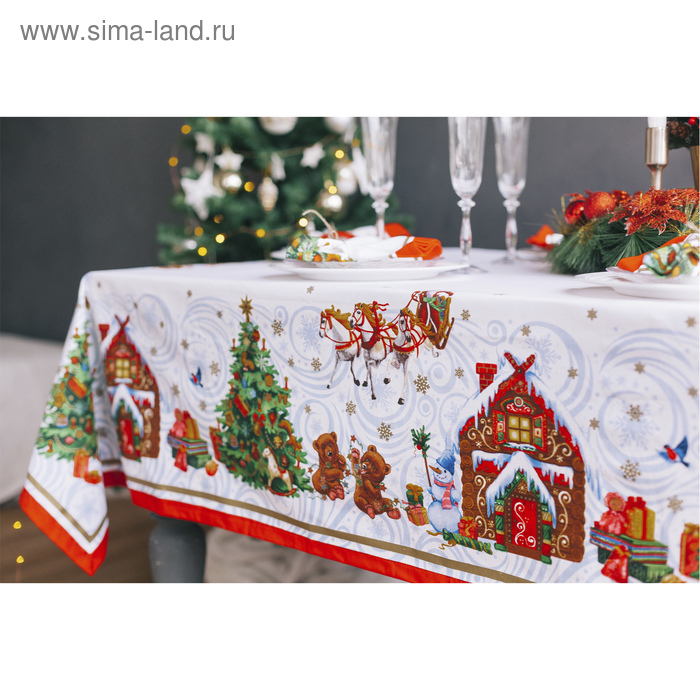Набор столовый "Новогодняя сказка" скат.150х110см +/-3см с ГМВО, салф.40х40см-4 шт, хл100%