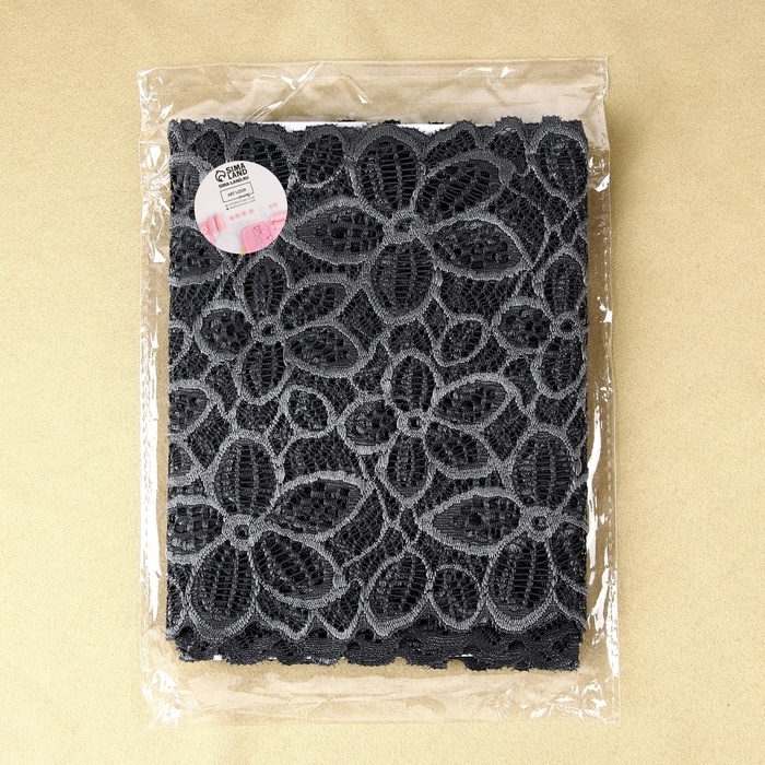 Кружевная эластичная ткань, 170 мм × 2,7 ± 0,5 м, цвет графитовый Кружевная эластичная ткань, 170 мм × 2,7 ± 0,5 м, цвет графитовый