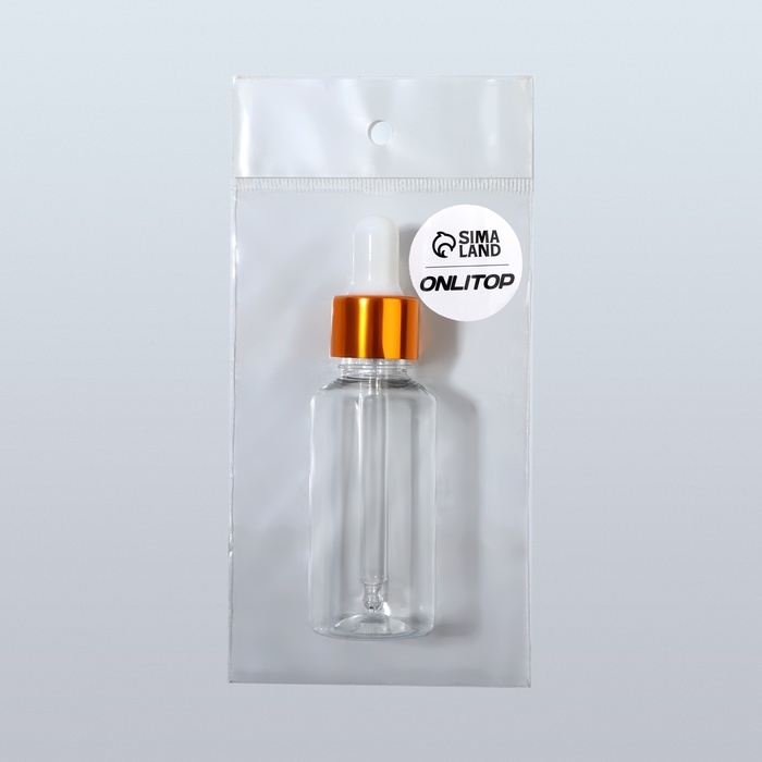 Бутылочка для хранения, с пипеткой, 30 мл, цвет золотой/белый Бутылочка для хранения, с пипеткой, 30 мл, цвет золотой/белый