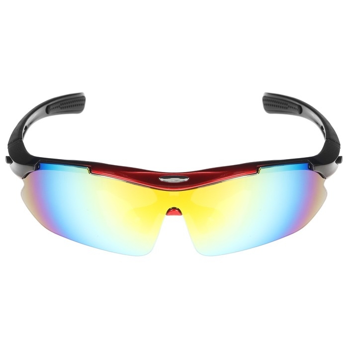 Очки велосипедные со сменными линзами в кейсе, цвет красный