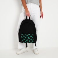 Рюкзак школьный текстильный &laquo;Пришелец&raquo;, с карманом, цвет чёрный