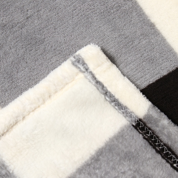 Плед Этель Плед Этель "Клетка черно-бел" 180*200 см,100% п/э, корал-флис 220 гр/м2