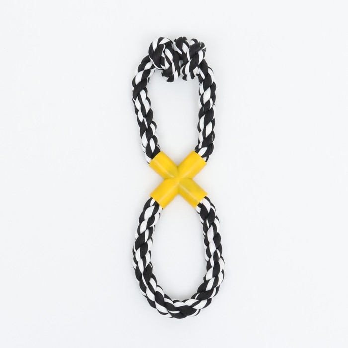 Игрушка канатная Игрушка канатная "Восьмёрка с кольцами", до 28 см, до 115 г, чёрно-жёлтая серия