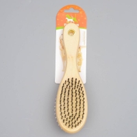 Двусторонняя щётка-расческа с деревянной ручкой, 7 х 21 см