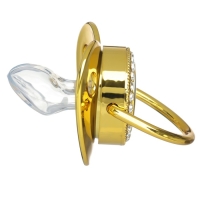 Соска - пустышка силиконовая ортодонтическая &laquo;Бриллиант&raquo;, от 12 мес., с колпачком, цвет золотой/черный, стразы