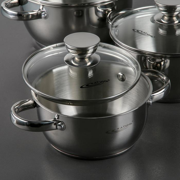 Набор кастрюль &laquo;Антея&raquo;, 3 предмета: 1,5 л, 2 л, 3 л, капсульное дно, подарочная упаковка, индукция