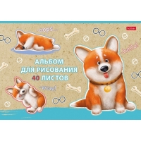 Альбом для рисования А4, 40 листов, на скрепке, "Рыжий Коржик", обложка мелованный картон, матовая ламинация, блок 100 г/м&sup2;, МИКС