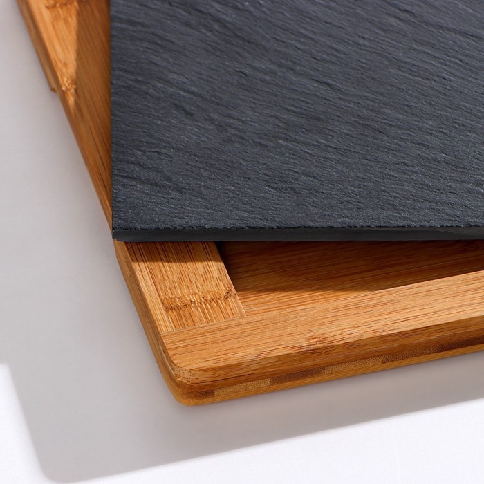 Блюдо для подачи Magistro Valley, 36&times;24 см, сланец, бамбук