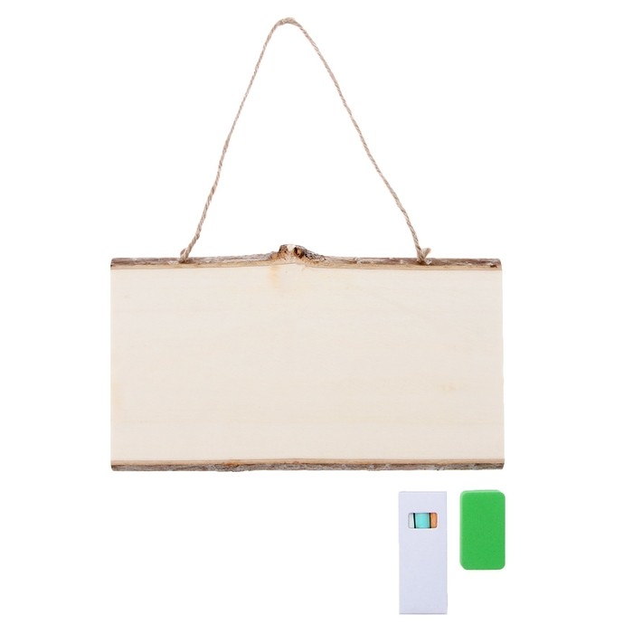 Доска деревянная для рисования и записей, 25 &times; 12 &times; 1 см, набор мелков, губка