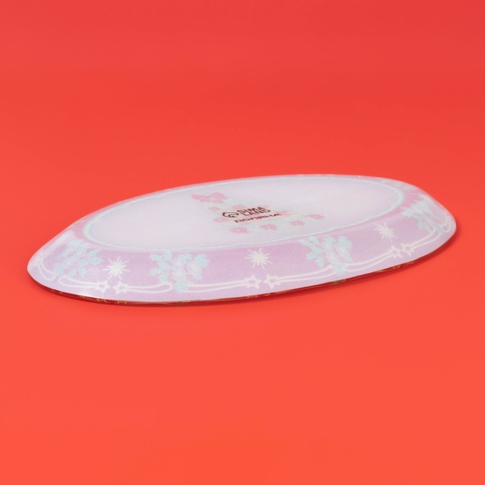 Блюдо стеклянное овальное Доляна &laquo;Новогодняя ель&raquo;, 24,5&times;15,5 см