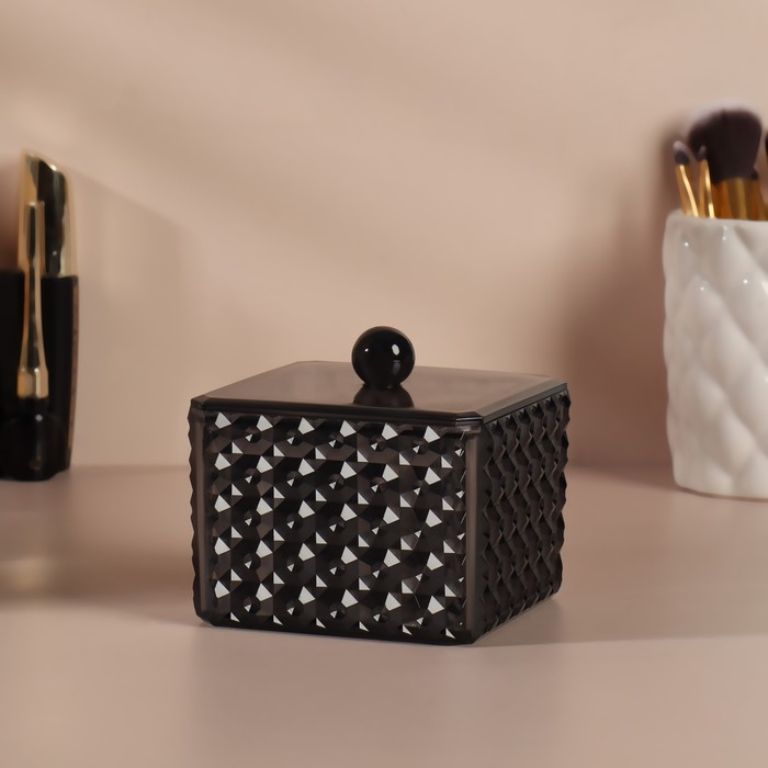 Органайзер для хранения «Black Secret», с крышкой, 9,5 × 9,5 × 7 см, цвет чёрный Органайзер для хранения «Black Secret», с крышкой, 9,5 × 9,5 × 7 см, цвет чёрный