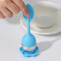 Ситечко для чая Доляна «Листок», нержавеющая сталь 304, цвет голубой Ситечко для чая Доляна «Листок», нержавеющая сталь 304, цвет голубой