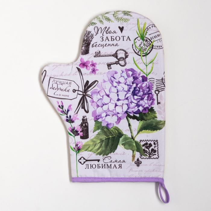 Набор кухонный &laquo;Лучшая бабушка&raquo; варежка-прихватка 20х28см, прихватка 19х19см,100% хл