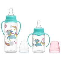 Подарочный детский набор «Волшебная пони»: бутылочки для кормления 150 и 250 мл, прямые, от 0 мес., цвет розовый Подарочный детский набор «Волшебная пони»: бутылочки для кормления 150 и 250 мл, прямые, от 0 мес., цвет розовый