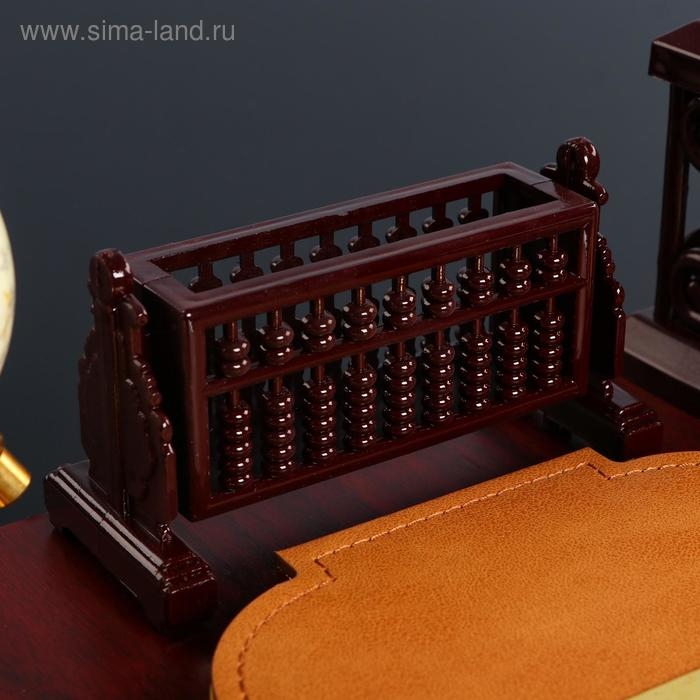 Набор настольный 6в1с визитницей и часами, вишня Набор настольный 6в1с визитницей и часами, вишня