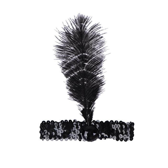 Повязка на голову, с пером, цвет чёрный Повязка на голову, с пером, цвет чёрный